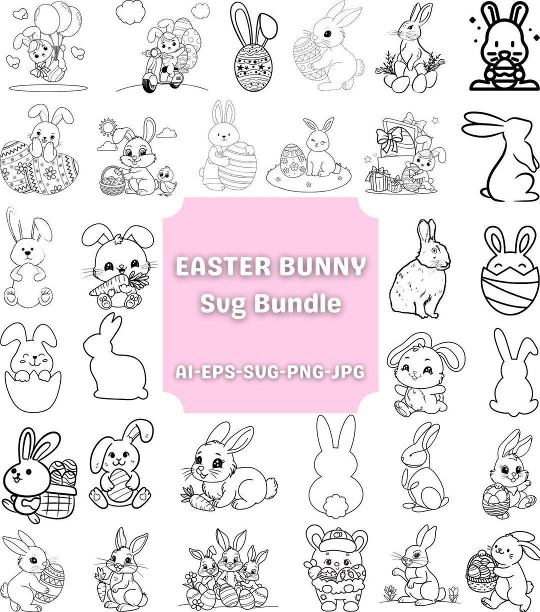 Easter Bunny SVG Bundle: Cricut, Silhouette Cut Files - Etsy