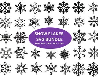 SVG-bundel met sneeuwvlokken: Wintervlok-clipart (digitale download)