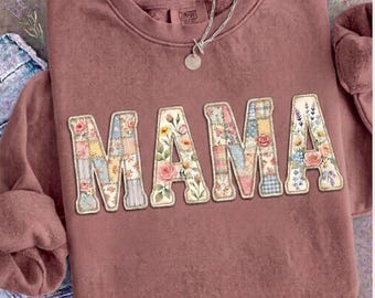 Floral Mama & Mini Quilt Patchwork PNG – Retro Sublimation Design (Digital Download)