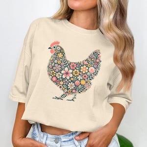 Comfort Colors Wildflower Chicken Shirt: Boho Cottagecore Tee