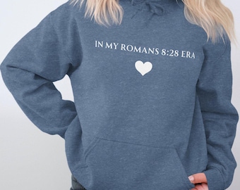 Sudadera con capucha inspiradora Romanos 8:28, sudadera con capucha de fe cristiana, sudadera con capucha con versículo bíblico, sudadera con capucha religiosa, sudadera con capucha con mensaje espiritual, diseño minimalista