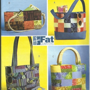 2005 BUTTERICK Pattern B4561 - UNCUT & Factory FOLDED - Fat Quarter Handbags