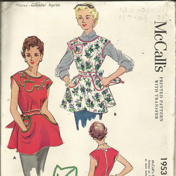 Rare Vintage 1955 McCall's Pattern # 1953 UNCUT & FACTORY FOLDED - Full Smock - Cobbler Apron