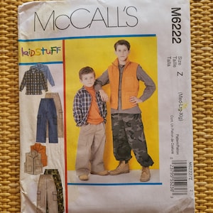 2010 McCALL&#39;s M6222 - Kidstuff - Boys Shirt, Vest and Pants - UNCUT & Factory FOLDED - Sizes Medium, Large, X Large