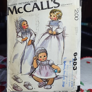 1979 Vintage McCALL&#39;S Pattern 6483 - Baby&#39;s Clothing for Christening - UNCUT and Factory FOLDED - Size 3 Months