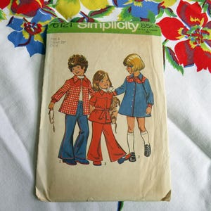 Vintage SIMPLICITY 6121 uit 1973 - Naaipatroon - Kinderpakje of -jurk - Geverifieerd compleet (zie beschrijving) - Maat 4