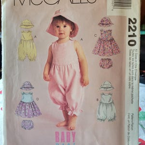 Vintage 1999 - McCALL&#39;S 2210 - VERIFIED COMPLETE  - Infant&#39;s Rompers, Dress, Hat, & Panties - All Sizes