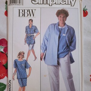 Vintage 1989 SIMPLICITY Pattern 9061 - Big Beautiful Woman - Pants, Skirt, Top, and Shirt  - UNCUT and Factory FOLDED - Sizes  18W - 24W