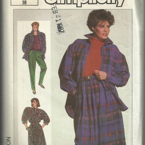 1986 Vintage SIMPLICITY Pattern 7696 Misses&#39; Skirt, Pants, and Loose Fitting Shirt - VERIFIED COMPLETE - Size 10