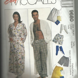 Vintage 1988 - McCALL'S 9680 -  UNCUT and Factory FOLDED  - Misses' & Men's Unisex Sleepwear - Sizes 38,40 Large