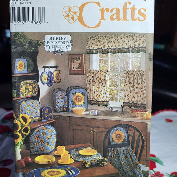 1994 Vintage - SIMPLICITY Pattern 8880 - Shirley Botsford Designs Sunflower Kitchen Accessories - UNCUT and Factory FOLDED