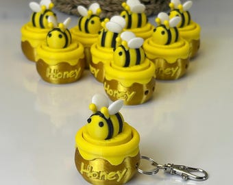 Bee Honey Fidget Clicker Keychain | Kawaii Bee Dessert Charm | 3D Printed Stress Relief Toy | Cute Yellow Gift | Buzzing Mini Keyring