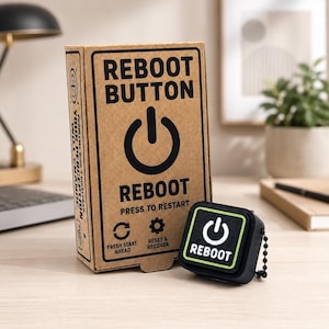 Reboot Button Desk Toy, Funny Programmer Gift, IT Support Gift, Sysadmin Office Gift, Computer Geek Coworker Gift