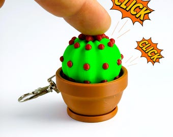 Mini Cactus Fidget Keycap – Desk Toy Keychain, Cute Stress Relief Clicker, Gift for Plant Lovers