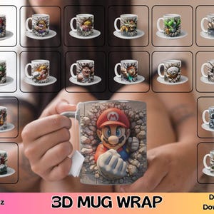 3D Cartoon Becherverpackung PNG Bundle | Super Mario, Dragon Ball, Family Guy Sublimationsdesign | 11 Unzen Becher wickeln | Sofortiger digitaler Download