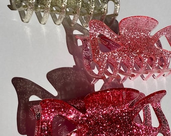Glitter Hair Claw Clamp: Medium Acrylic Hair Accessory (9cm)