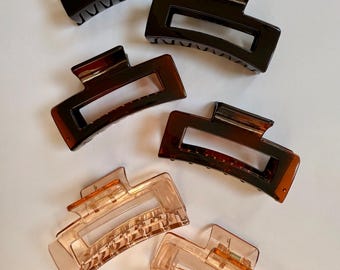 Rectangular Hair Claw Clip: Medium Plastic Hair Clamp (8cm)