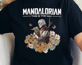 Vintage Floral Mandalorian Shirt, Star Wars Mandalorian This Is The Way Shirt, Disney Star Wars Shirt, Star Wars Day Tee 351301
