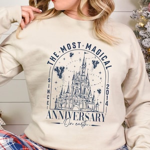 Disneyland The Most Magical Anniversary On Earth Sweatshirt, Disneyland Honeymoon Hoodie, Magical Castle Anniversary Crewneck 353382