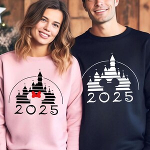 Mickey and Minnie Disney Castle 2025 Sweatshirt, Disney Family Hoodie, Disney Vacation Hoodie, Disneyland Trip Crewneck , Mickey Head 352514
