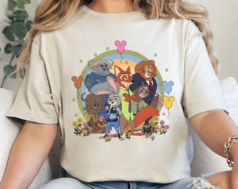 Disney Zootopia Characters Shirt, Nick Wilde Judy Hopps Shirt, Disney Family Trip Shirt, Zootopia Mickey Balloons Tee 354659