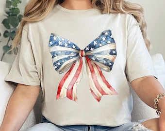 Coquette 4th of July Shirt, Coquette USA Flag Shirt, American Flag Shirt, 4th July Party Shirt, American Shirts, Trendy Summer Shirts 353212