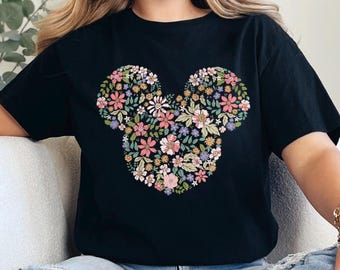 Disney Floral Mickey Head Shirt, Mickey Head Shirt, Disney Mickey Shirt, Disney Family Shirt, 351187
