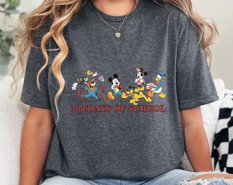 Disney Friends 100 Days Of School Shirt,,100 Days Celebration Shirt,Teacher Gift, Mickey Minnie Donald Daisy Pluto Goofy School Shirt 352451