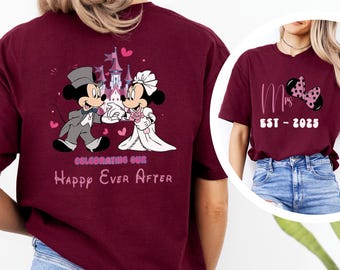 Disney Mrs And Mr Shirt, Mickey Minnie Couple Happy Ever After Tee, Disney Wedding Shirts, Just Married Honeymoon Matching Shirt 353526