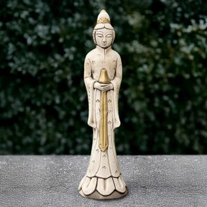 Outdoor Chinese woman sculpture Concrete elegant oriental lady statue Stone woman ornament Cement buddha decoration Handmade Asian woman art