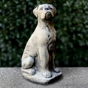 Large boxer figurine Concrete boxer dog statue Stone boxer dog garden decor Cement dog memorial ornament Outdoor pet sculpture Lover gift