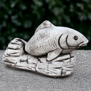 Concrete fish sculpture Stone fish statue Outdoor pond decoration Cement fish ornament Handmade fish Garden and home figurine Lover gift