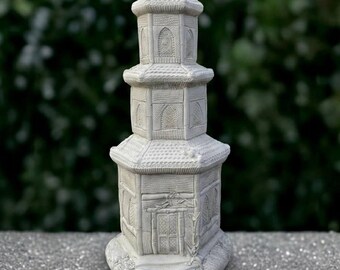 Scultura di pagoda giapponese, statua di pagoda a lanterna in cemento, decorazione a lanterna in pietra, arte della pagoda fatta a mano, ornamento per la porta d'ingresso, regalo per gli amanti delle pagode