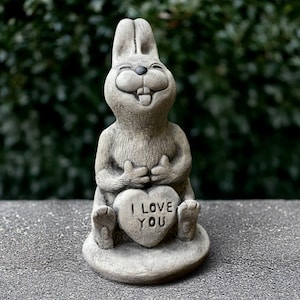 Concrete bunny statue Outdoor rabbit figurine Cement pet sculpture Stone animal ornament Rabbit lover gift Handmade rabbit decoration