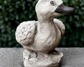 Unikalna figurka gęsi, betonowa rzeźba kaczki, kamienna figurka ptaka, ozdoba ogrodowa, dekoracja drzwi wejściowych, prezent dla miłośnika kaczek, ręcznie robiona gęś