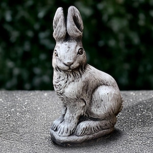 Garden rabbit statue Concrete bunny figure Stone animal sculpture Cement wild animal decoration Cute woodland ornament Yard art Lover gift