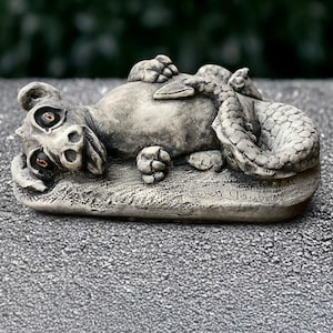 Stone laying dragon statue Concrete dragon figurine Cement animal ornament Outdoor wildlife decoration Dragon lover gift Handmade dragon