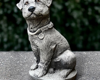 コンクリート製ジャックラッセルテリアの像 石造りの犬の置物 屋外
