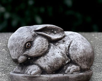 Outdoor bunny sculpture Concrete rabbit figurine Cement animal decoration Rabbit lover gift Handmade rabbit ornament Yard art Garden decor