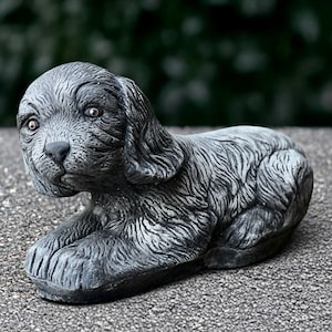 Laying spaniel sculpture Concrete cocker spaniel figurine Stone dog statue Outdoor memorial spaniel ornament Dog lover gift Handmade spaniel