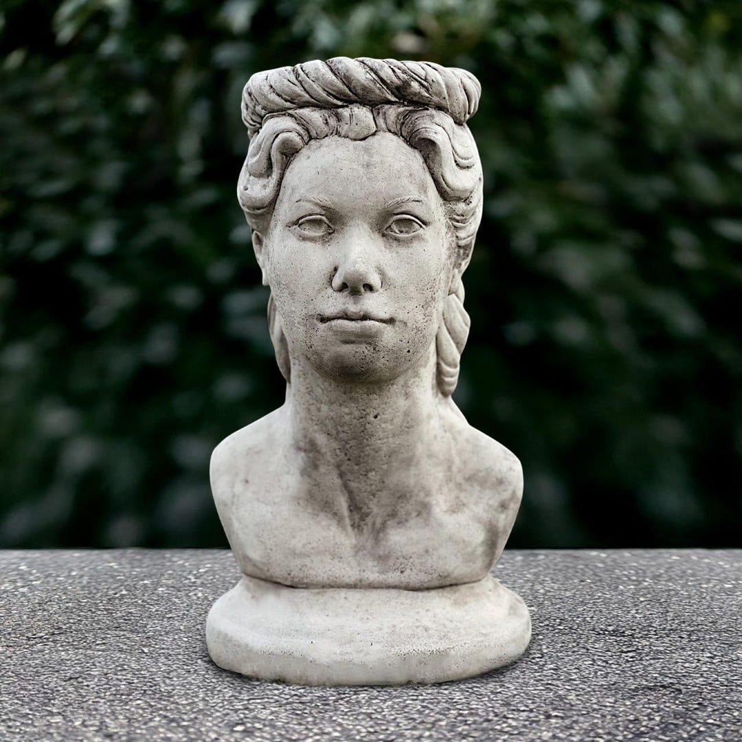 Stone Woman Head Statue Concrete Woman Bust Figurine Cement Face ...