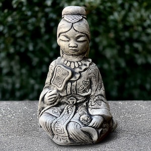 Sitting Chinese woman sculpture Concrete oriental lady figurine Stone woman sculpture Handmade Asian decoration Chinese woman lover gift