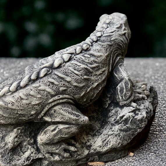Fantasy Lizard Statue Mystical Reptile Sculpture Concrete Lizard