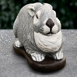 Unique bunny statue Concrete rabbit sculpture Stone pet figurine Cement animal decoration Outdoor animal decoration Handmade bunny Yard art