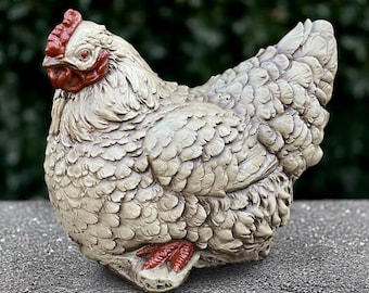 Escultura de gallina de hormigón hecha a mano Decoración de gallina para exteriores Figura de ave de granja para jardín Adorno de gallina de piedra Regalo para amantes del arte de gallinas de cemento