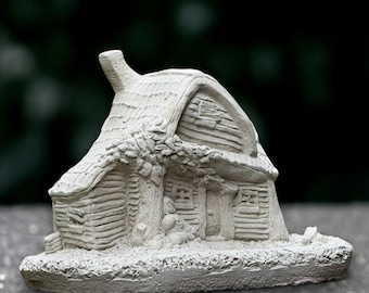 Garden fairy house sculpture Outdoor house statue Concrete home decoration Stone fairy house ornament Front door figurine House lover gift