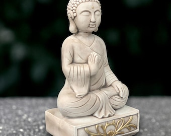 Fantasy large Buddha sculpture Concrete Buddha statue Stone meditation Buddha ornament Front door decor Handmade Buddha Lover gift Yard art