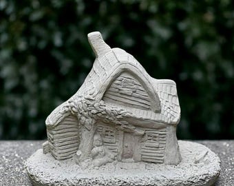 Concrete fairy house sculpture Stone fairy house statue Outdoor garden ornament Front door decoration  House lover gift Handmade house