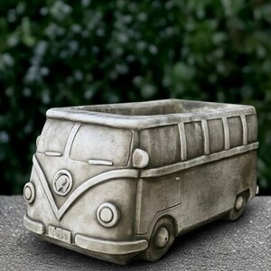 Betongplanterare Busskulptur Stenblomkrukastaty Cementplanterprydnad Ytterdörrdekoration Handgjord blomkruka Planterälskare Gåva