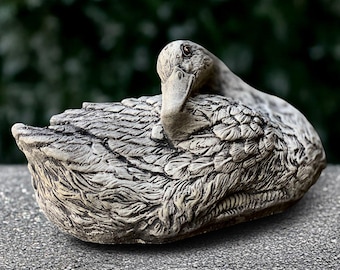 Escultura de ganso al aire libre, estatua de pato de hormigón, decoración de pájaro de piedra, adorno de animal de cemento, ganso hecho a mano, regalo para amantes de los patos, figura para puerta de entrada